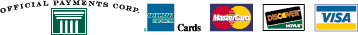 Official Payments Corp, American Express, Master Card, Discover, Visa