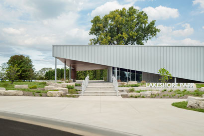 A beautiful picture of the 4 seasons building located in Lakeshore Park which is available for rental year round