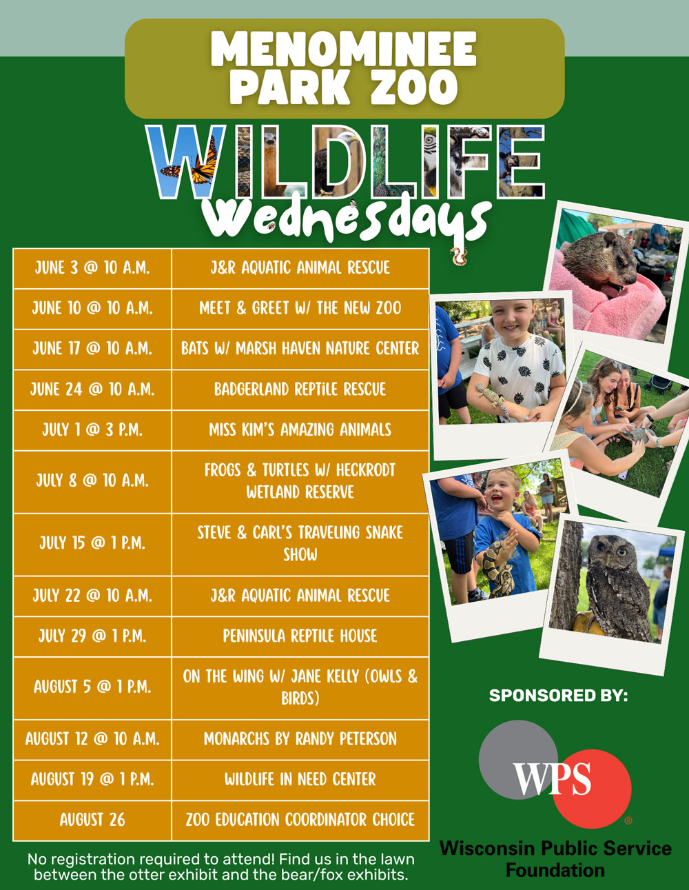 Menominee Park Zoo Wildlife Wednesdays