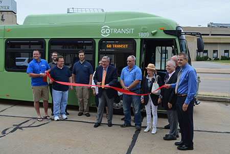 Ribbon cutting for the Go Transit clean diesel buses